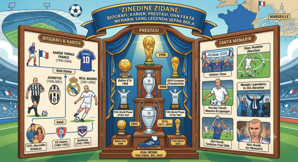 Zinedine Zidane: Biografi, Karier, Prestasi, dan Fakta Menarik Sang Legenda Sepak Bola