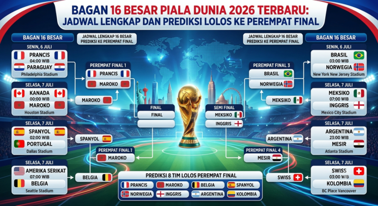Bagan 16 Besar Piala Dunia 2026 Terbaru: Jadwal Lengkap dan Prediksi Lolos ke Perempat Final