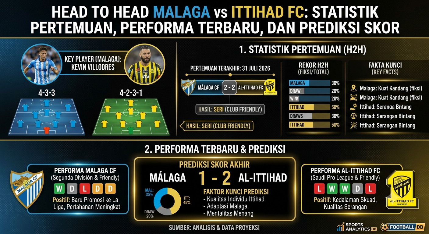 Head to Head Malaga vs Ittihad FC: Statistik Pertemuan, Performa Terbaru, dan Prediksi Skor