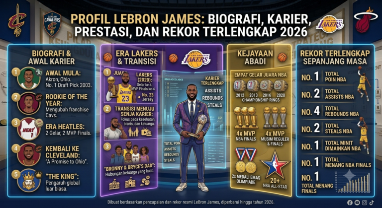 Profil LeBron James: Biografi, Karier, Prestasi, dan Rekor Terlengkap 2026