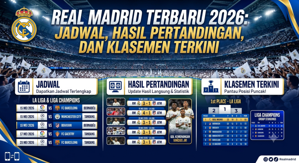 Real Madrid Terbaru 2026: Jadwal, Hasil Pertandingan, dan Klasemen TerkiniReal