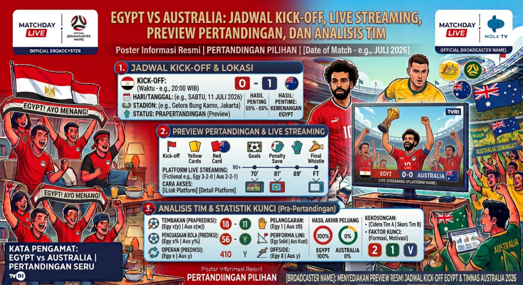 Egypt vs Australia: Jadwal Kick-Off, Live Streaming, Preview Pertandingan, dan Analisis Tim