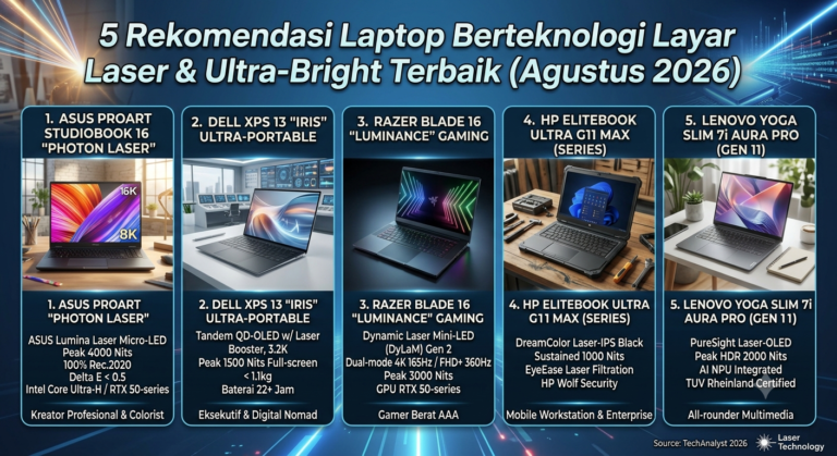 5 Rekomendasi Laptop Berteknologi Layar Laser & Ultra-Bright Terbaik