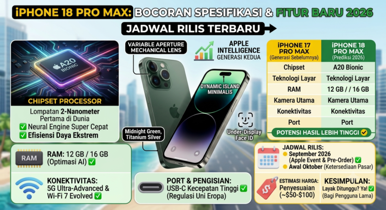 iPhone 18 Pro Max: Bocoran Spesifikasi, Fitur Baru, dan Jadwal Rilis Terbaru 2026