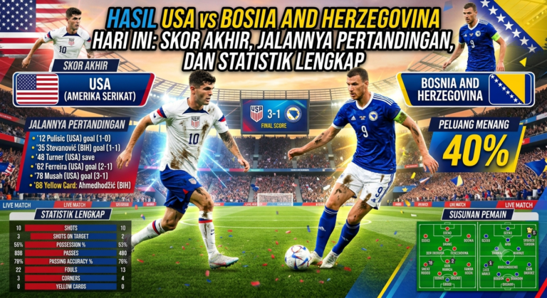 Hasil USA vs Bosnia and Herzegovina Hari Ini: Skor Akhir, Jalannya Pertandingan, dan Statistik Lengkap