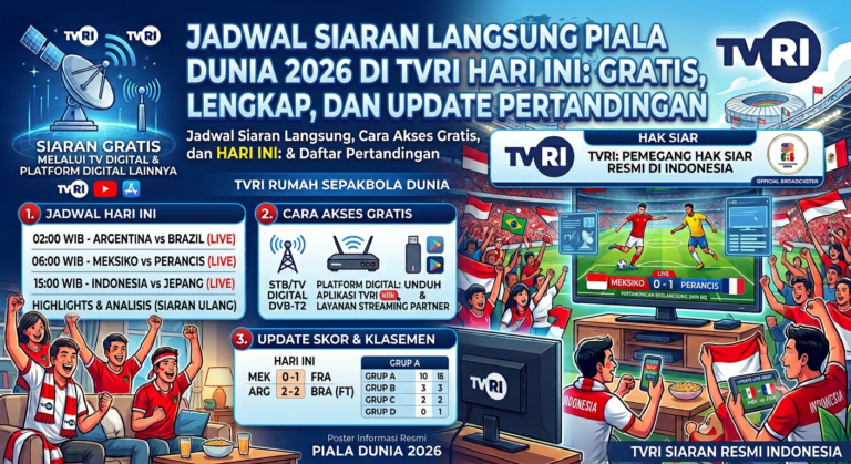 Jadwal Siaran Langsung Piala Dunia 2026 di TVRI Hari Ini: Gratis, Lengkap, dan Update Pertandingan