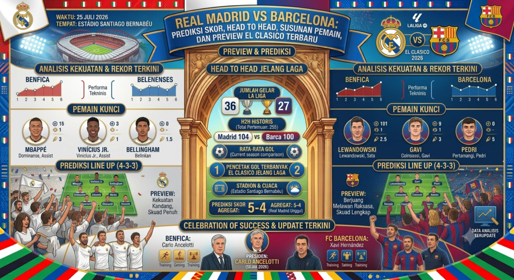 Real Madrid vs Barcelona: Prediksi Skor, Head to Head, Susunan Pemain, dan Preview El Clasico Terbaru