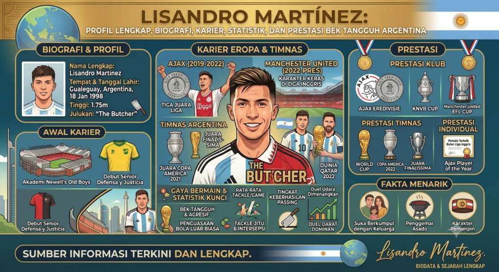 Lisandro Martínez: Profil Lengkap, Biografi, Karier, Statistik, dan Prestasi Bek Tangguh Argentina