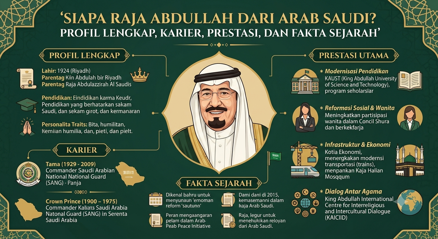 Siapa Raja Abdullah dari Arab Saudi? Profil Lengkap, Karier, Prestasi, dan Fakta Sejarah
