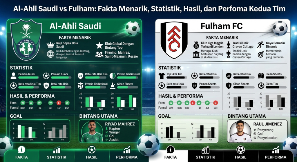 Al-Ahli Saudi vs Fulham: Fakta Menarik, Statistik, Hasil, dan Performa Kedua Tim