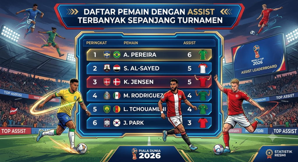 Daftar Pemain dengan Assist Terbanyak Sepanjang Turnamen