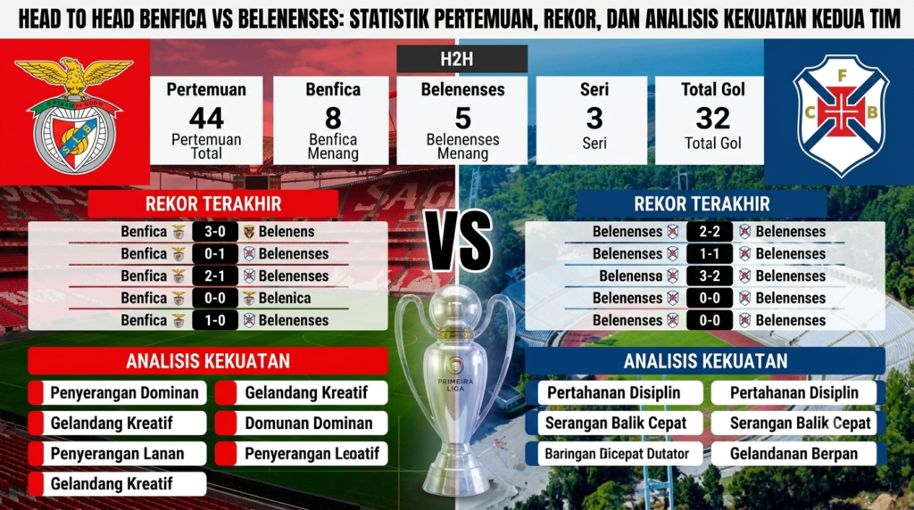 Head to Head Benfica vs Belenenses: Statistik Pertemuan, Rekor, dan Analisis Kekuatan Kedua Tim