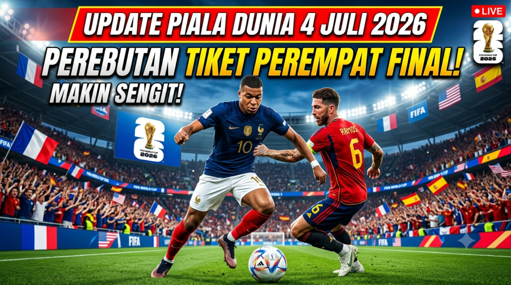 Update Piala Dunia 4 Juli 2026: Perebutan Tiket Perempat Final Makin Sengit