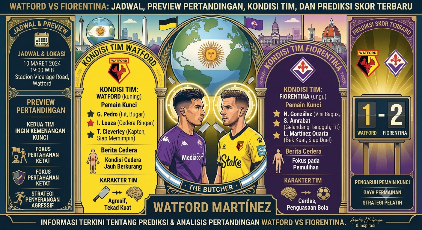 Watford vs Fiorentina: Jadwal, Preview Pertandingan, Kondisi Tim, dan Prediksi Skor Terbaru
