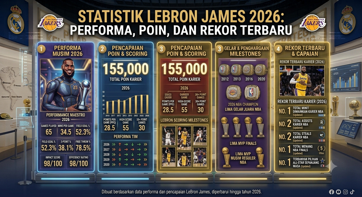 Statistik LeBron James 2026: Performa, Poin, dan Rekor Terbaru