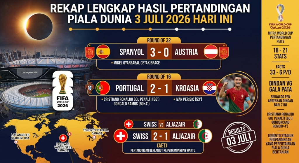 Rekap Lengkap Hasil Pertandingan Piala Dunia 3 Juli 2026