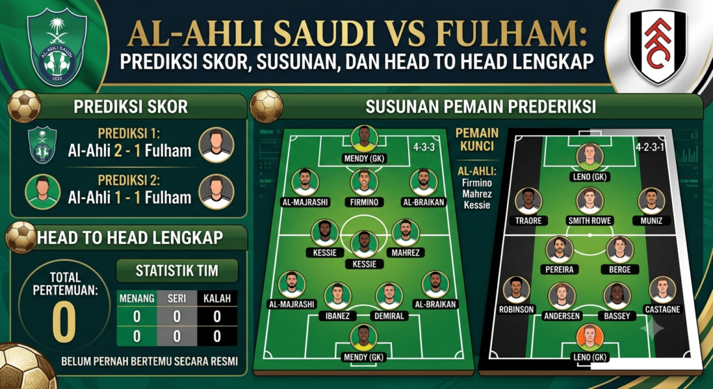 Al-Ahli Saudi vs Fulham: Prediksi Skor, Susunan Pemain, dan Head to Head Lengkap