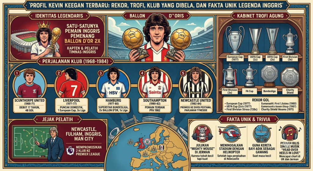 Profil Kevin Keegan Terbaru: Rekor, Trofi, Klub yang Dibela, dan Fakta Unik Legenda Inggris