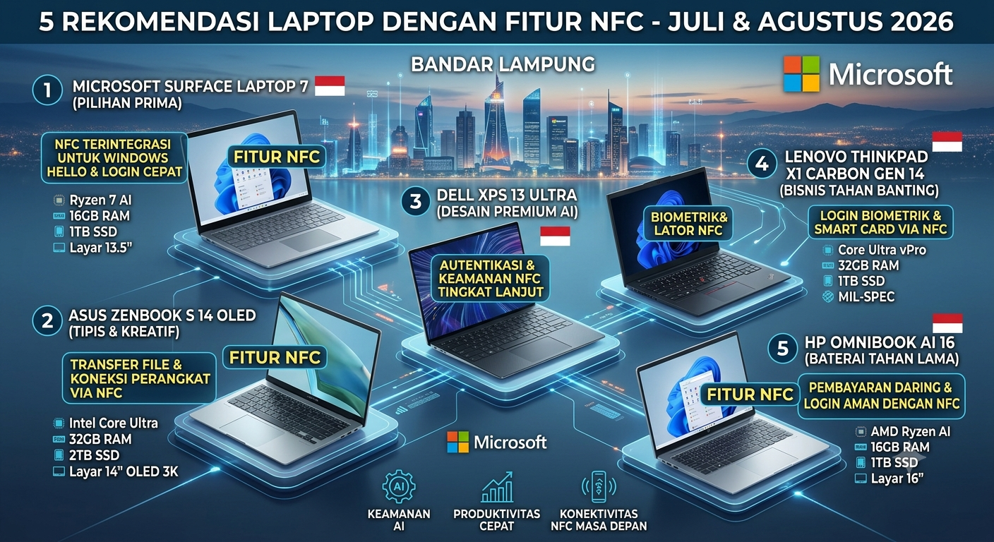 5 Rekomendasi Laptop dengan Fitur NFC (Juli & Agustus 2026)
