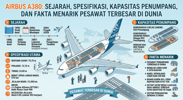 Airbus A380: Sejarah, Spesifikasi, Kapasitas Penumpang, dan Fakta Menarik Pesawat Terbesar di Dunia