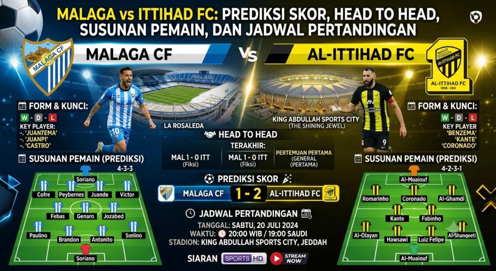 Malaga vs Ittihad FC: Prediksi Skor, Head to Head, Susunan Pemain, dan Jadwal Pertandingan