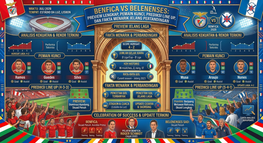 Benfica vs Belenenses: Preview Lengkap, Pemain Kunci, Prediksi Line Up, dan Fakta Menarik Jelang Pertandingan