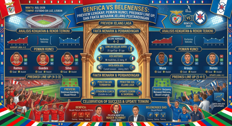 Benfica vs Belenenses: Preview Lengkap, Pemain Kunci, Prediksi Line Up, dan Fakta Menarik Jelang Pertandingan