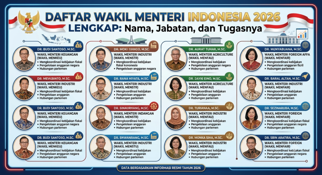 Daftar Wakil Menteri Indonesia 2026 Lengkap: Nama, Jabatan, dan Tugasnya