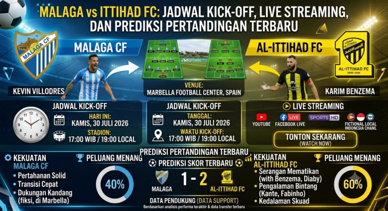 Malaga vs Ittihad FC: Jadwal Kick-Off, Live Streaming, dan Prediksi Pertandingan Terbaru