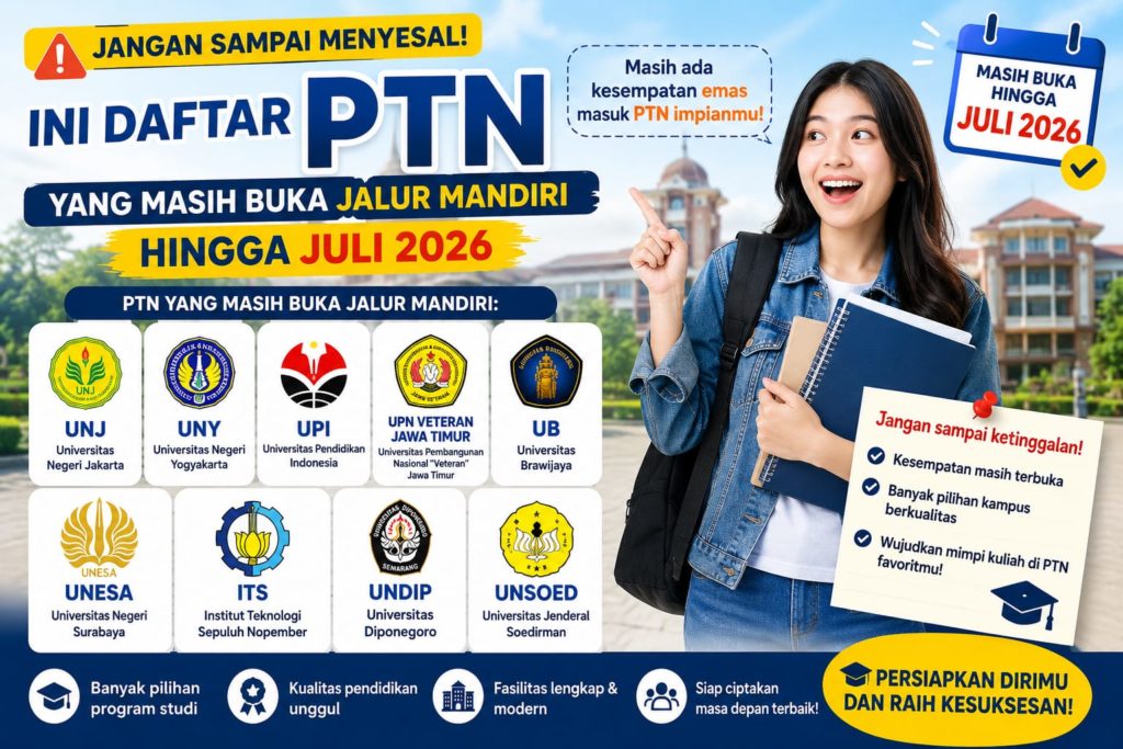 Jangan Sampai Menyesal! Ini Daftar PTN yang Masih Buka Jalur Mandiri hingga Juli 2026