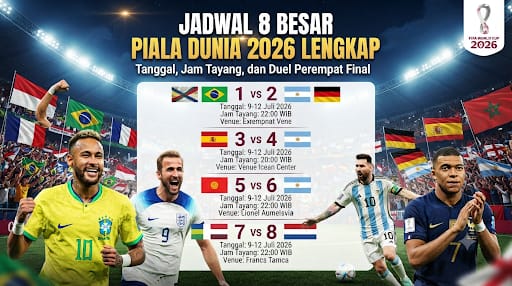 Jadwal 8 Besar Piala Dunia 2026 Lengkap: Tanggal, Jam Tayang, dan Duel Perempat Final