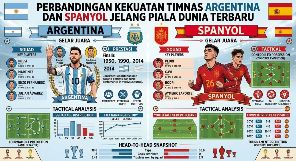 Perbandingan Kekuatan Timnas Argentina dan Spanyol Jelang Piala Dunia Terbaru