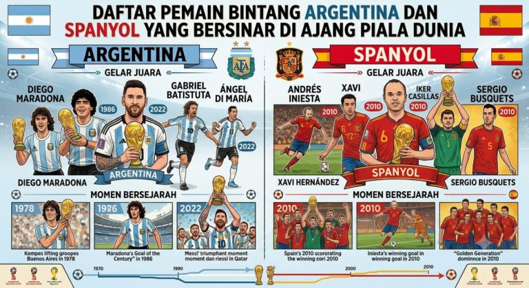 Daftar Pemain Bintang Argentina dan Spanyol yang Bersinar di Ajang Piala Dunia