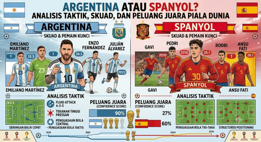 Argentina atau Spanyol? Analisis Taktik, Skuad, dan Peluang Juara Piala Dunia