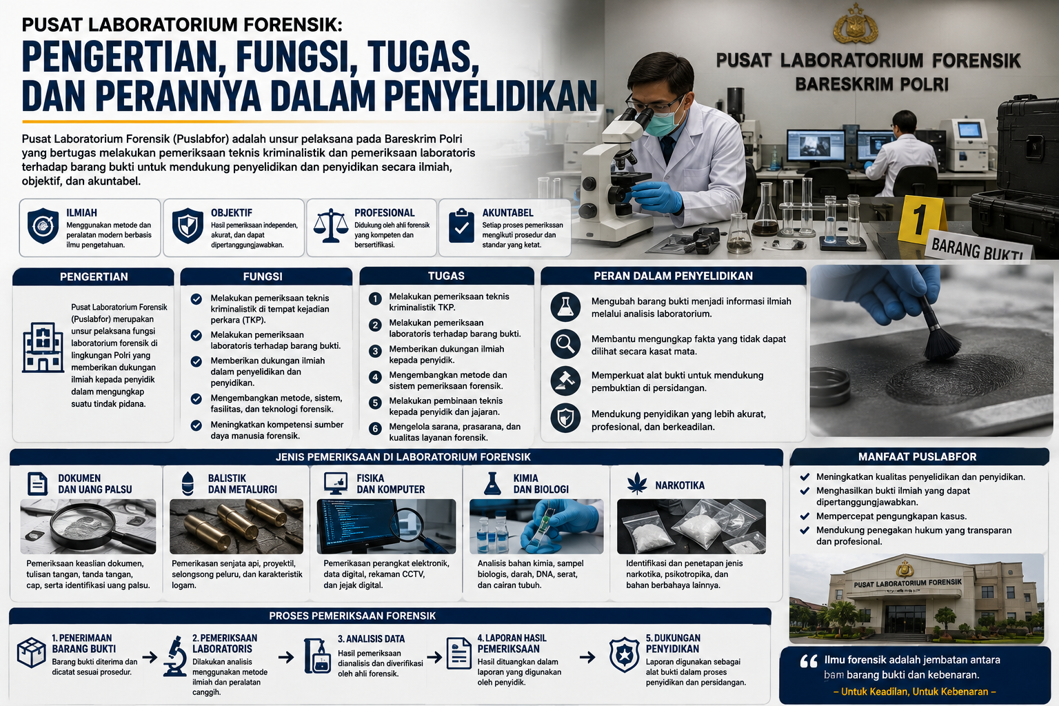 Pusat Laboratorium Forensik: Pengertian, Fungsi, Tugas, dan Perannya dalam Penyelidikan