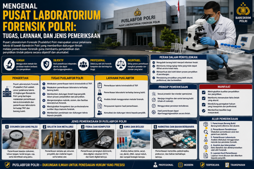 Mengenal Pusat Laboratorium Forensik Polri: Tugas, Layanan, dan Jenis Pemeriksaan