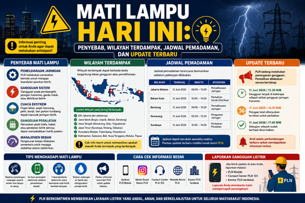 Mati Lampu Hari Ini: Penyebab, Wilayah Terdampak, Jadwal Pemadaman, dan Update Terbaru