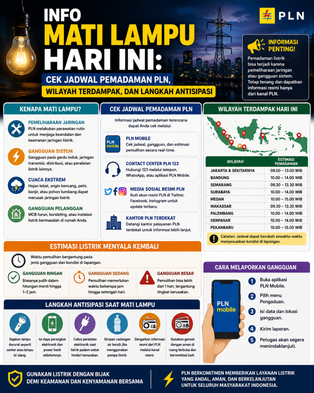 Info Mati Lampu Hari Ini: Cek Jadwal Pemadaman PLN, Wilayah Terdampak, dan Langkah Antisipasi