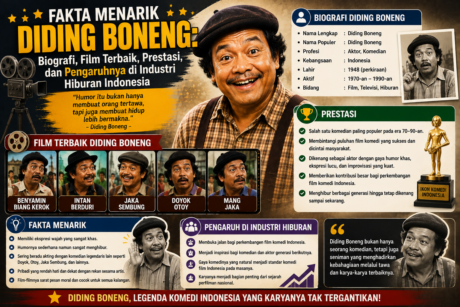 Fakta Menarik Diding Boneng: Biografi, Film Terbaik, Prestasi, dan Pengaruhnya di Industri Hiburan Indonesia