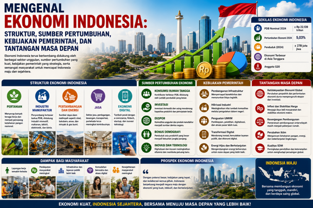 Mengenal Ekonomi Indonesia: Struktur, Sumber Pertumbuhan, Kebijakan Pemerintah, dan Tantangan Masa Depan