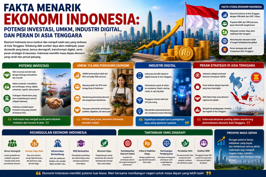 Fakta Menarik Ekonomi Indonesia: Potensi Investasi, UMKM, Industri Digital, dan Peran di Asia Tenggara