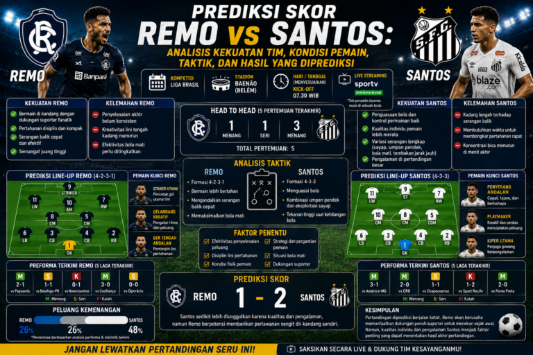 Prediksi Skor Remo vs Santos: Analisis Kekuatan Tim, Kondisi Pemain, Taktik, dan Hasil yang Diprediksi