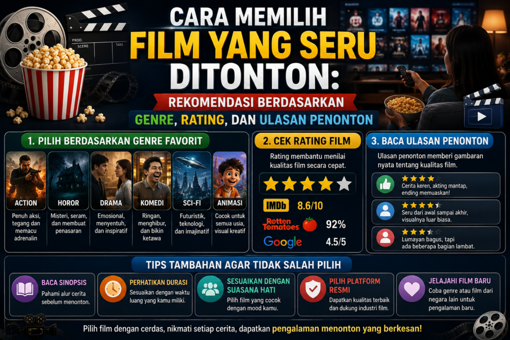 Cara Memilih Film yang Seru Ditonton: Rekomendasi Berdasarkan Genre, Rating, dan Ulasan Penonton