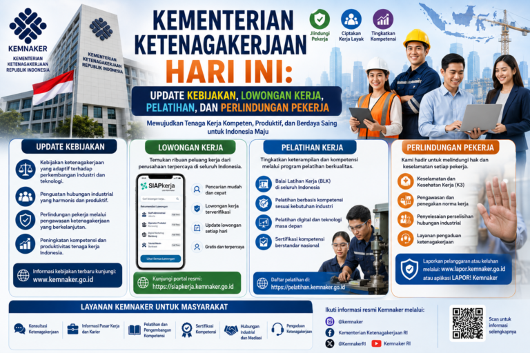 Kementerian Ketenagakerjaan Hari Ini: Update Kebijakan, Lowongan Kerja, Pelatihan, dan Perlindungan Pekerja