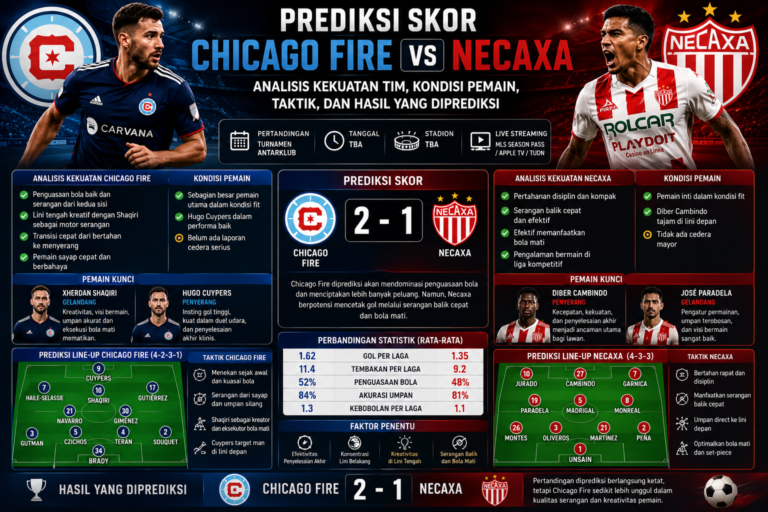 Prediksi Skor Chicago Fire vs Necaxa: Analisis Kekuatan Tim, Kondisi Pemain, Taktik, dan Hasil yang Diprediksi