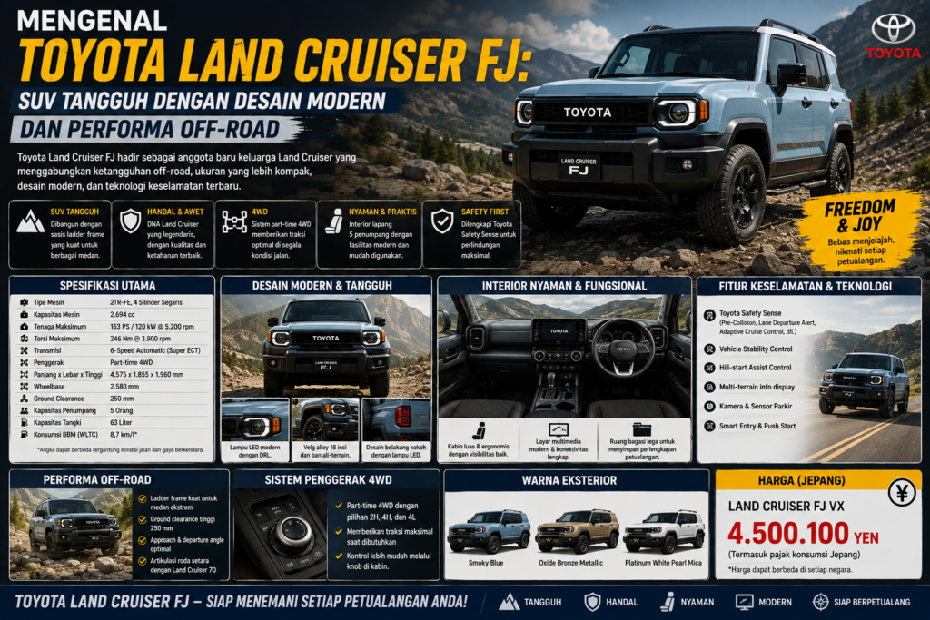Mengenal Toyota Land Cruiser FJ: SUV Tangguh dengan Desain Modern dan Performa Off-Road