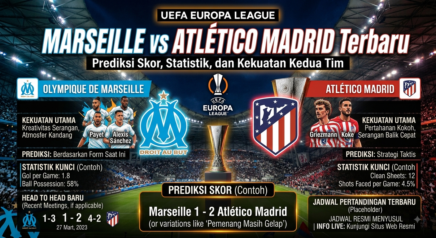 Marseille vs Atlético Madrid Terbaru: Prediksi Skor, Statistik, dan Kekuatan Kedua Tim