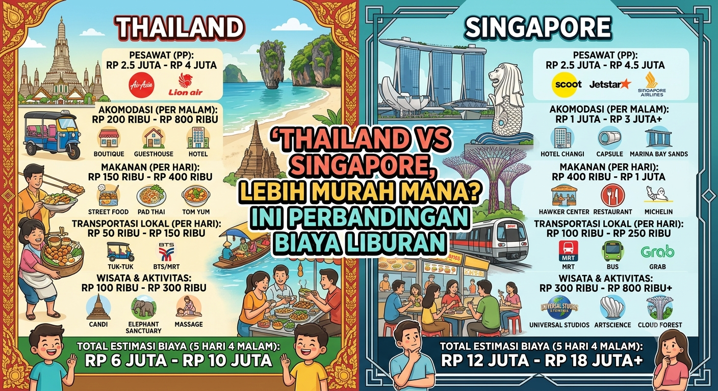 Thailand vs Singapore, Lebih Murah Mana? Ini Perbandingan Biaya Liburan