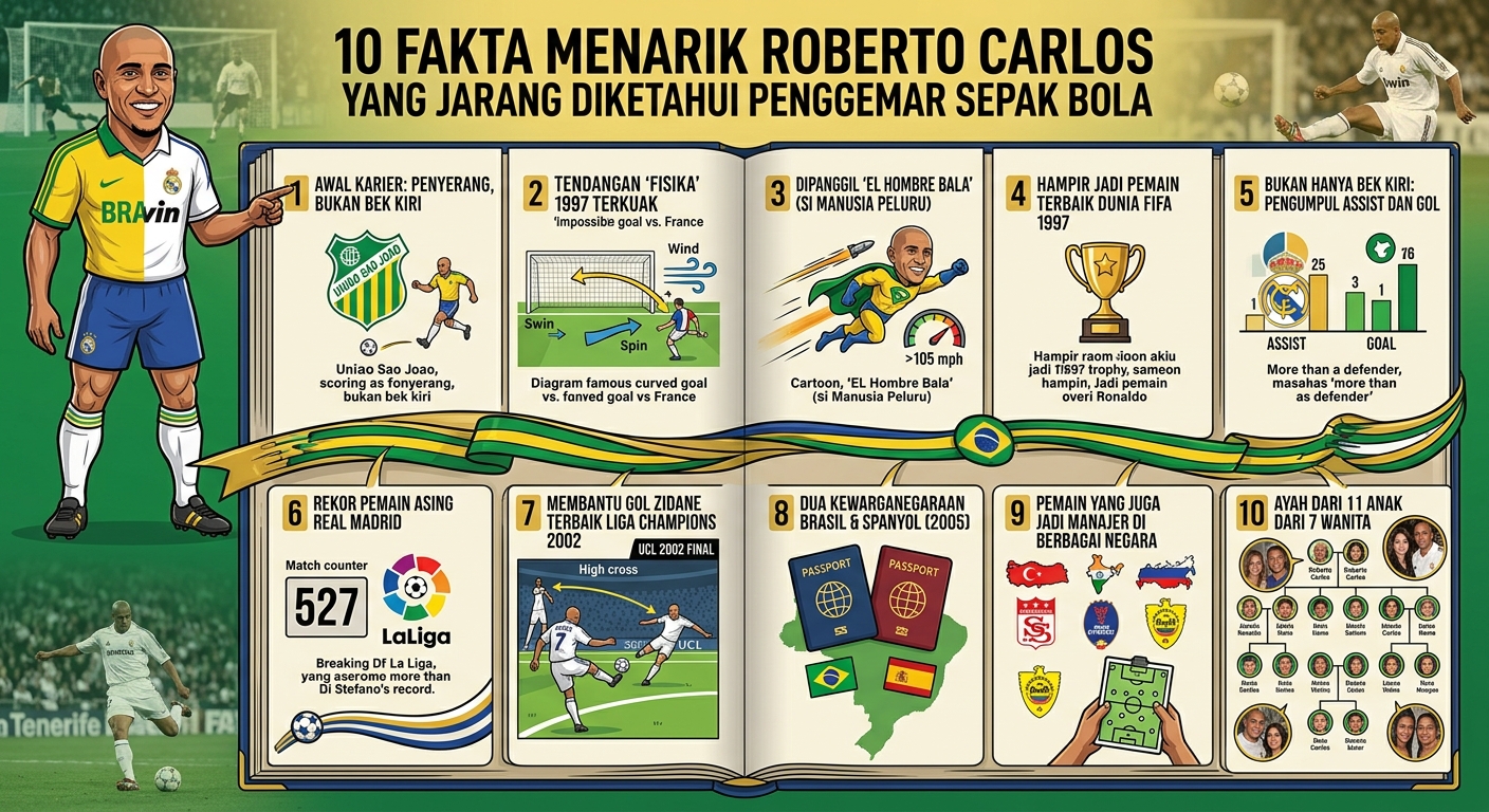 10 Fakta Menarik Roberto Carlos yang Jarang Diketahui Penggemar Sepak Bola