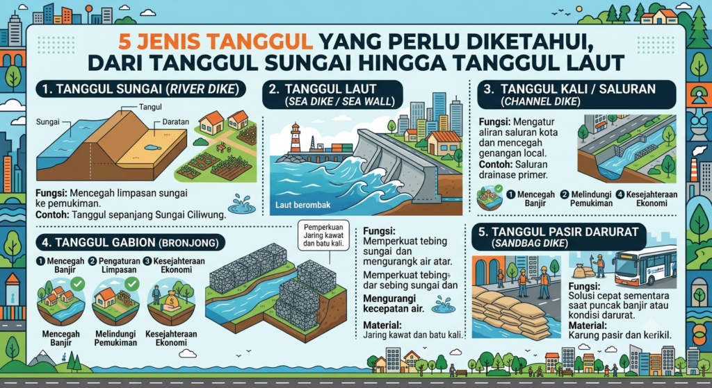 5 Jenis Tanggul yang Perlu Diketahui, dari Tanggul Sungai hingga Tanggul Laut